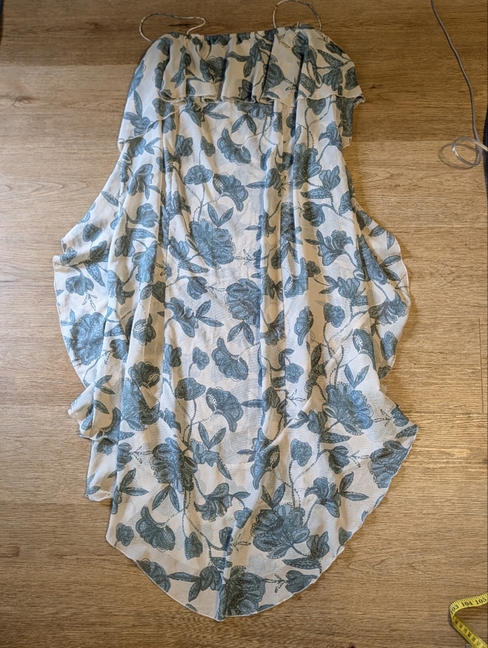 Free People NWOT Ruffle Midi Circular Dress in Teal Floral Combo sz SML - Picture 2 of 7